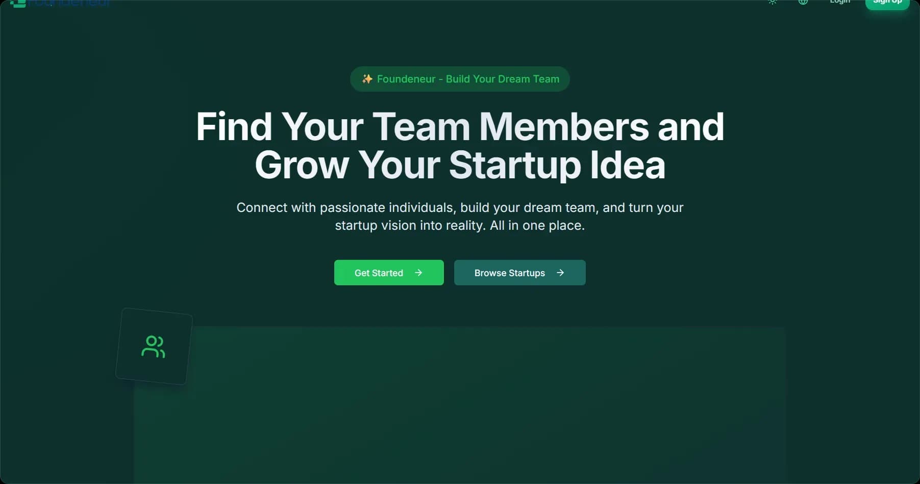 Foundeneur — Startup Team Formation Platform
