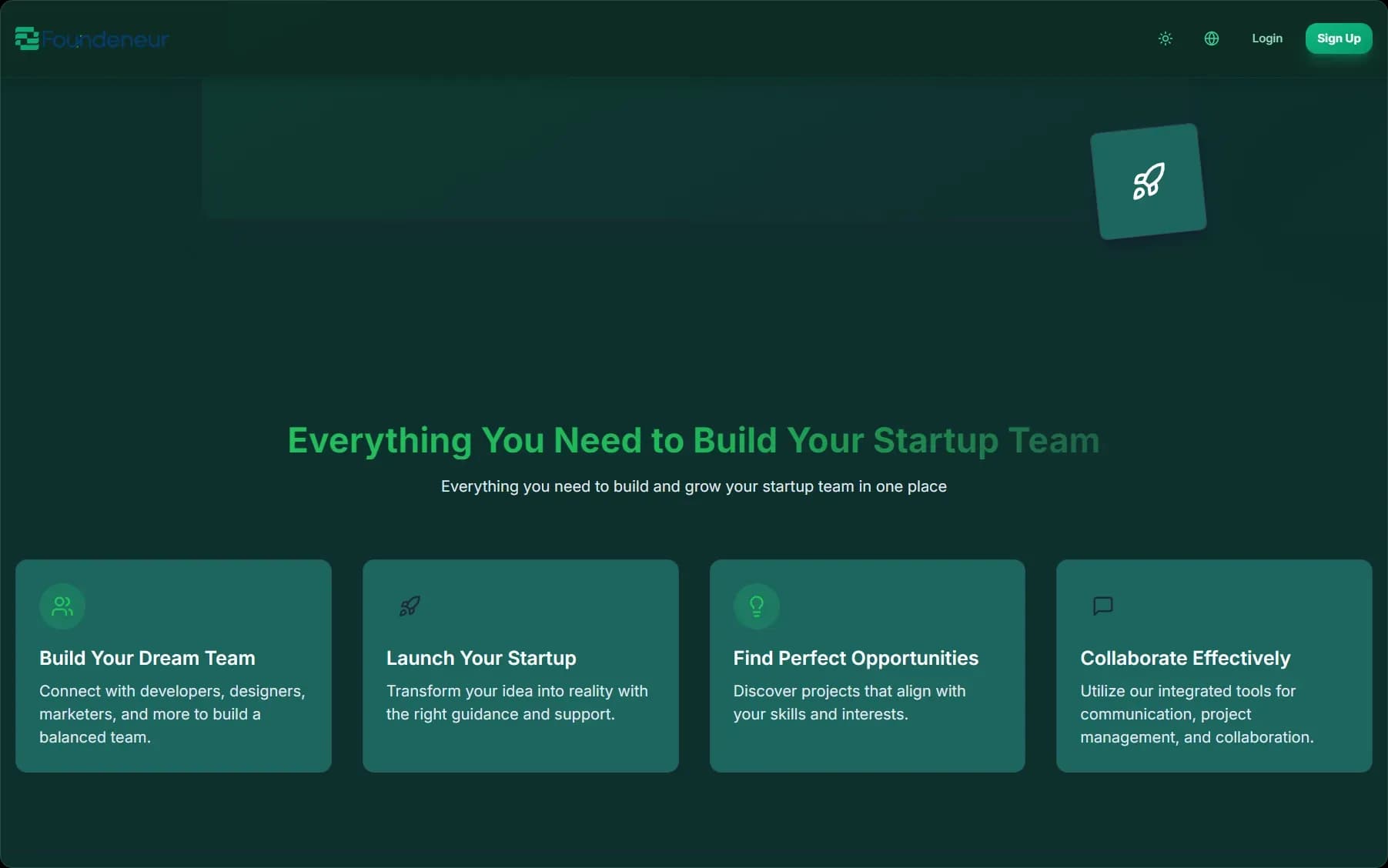 Smart matching algorithm connects founders with complementary skills